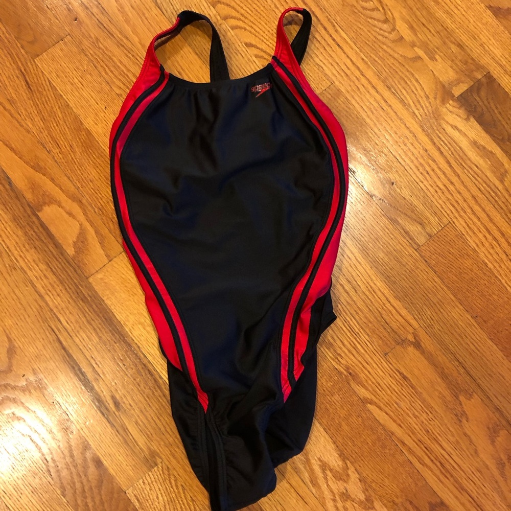 Speedo performance Swimsuit black and red size 10